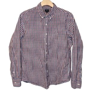 J.Crew Men's Red White Blue Check Pattern Long-sleeve Button-down Shirt Size L
